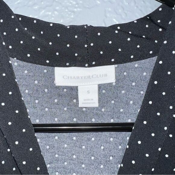 Charter Club Womens Polka Dots V-Neck Long Sleeve Regular Blouse Top Black Small - Picture 5 of 5